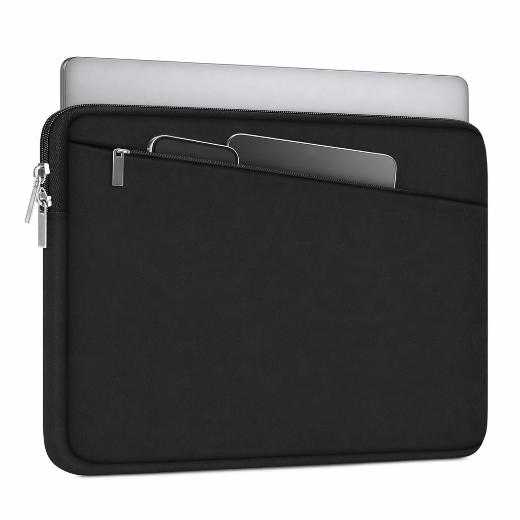 Thicken Shockproof Laptop Portable Sleeve Bag Protective Notebook Case With Side Pockets For 13-14 15.6 Inch Laptops Black