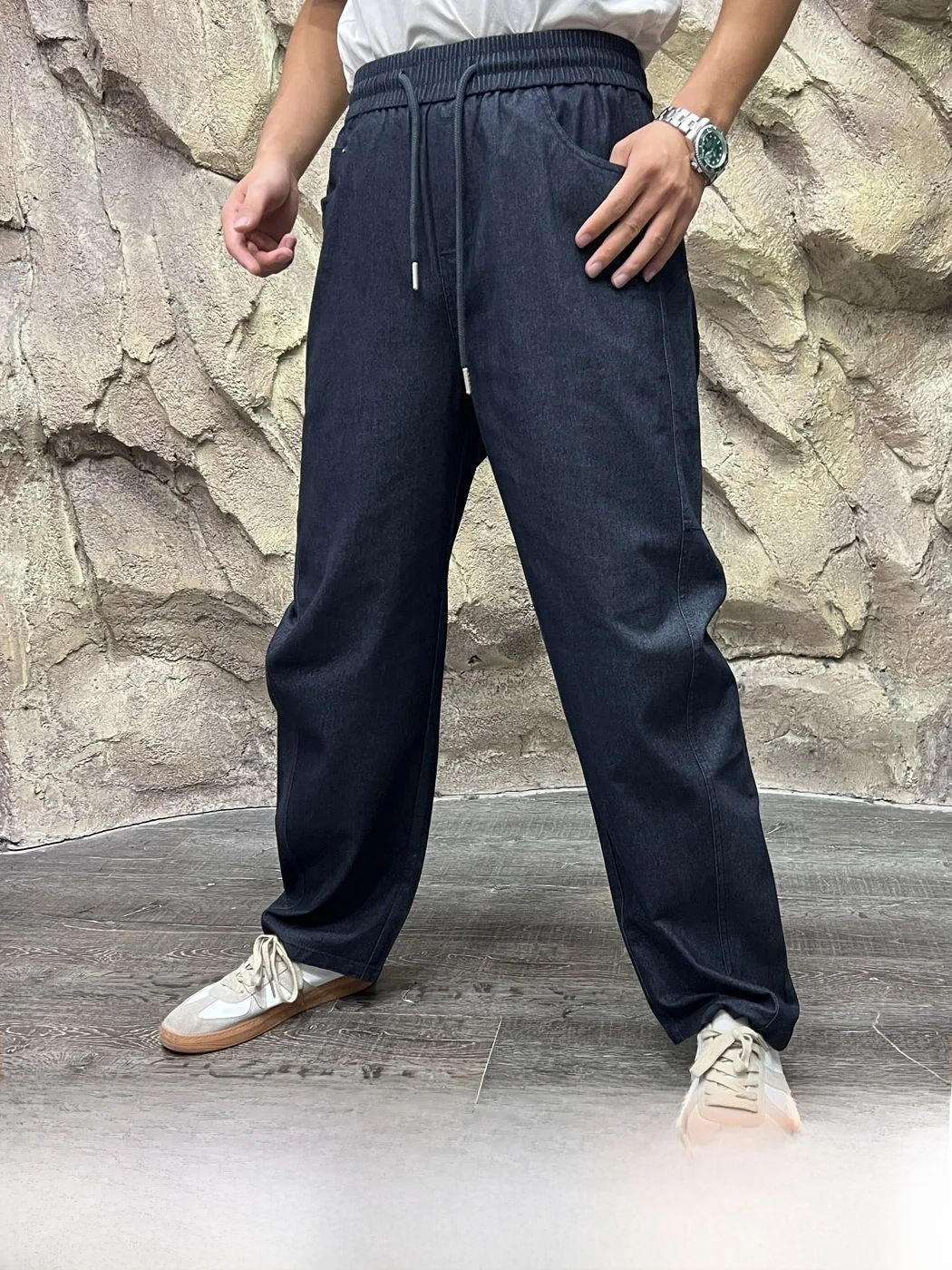 Washed Denim Fabric Men's Loose Fit Long Pants Straight Leg Casual Cotton Polyester Blend Autumn Winter  Line
