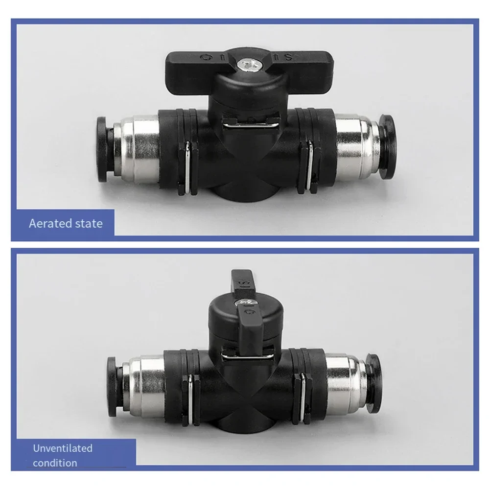 Pneumatic Quick In Connector Manual Ball Flow Limiting Valve BUC Tracheal Switch PBT Plastic + Copper Nickel Plating