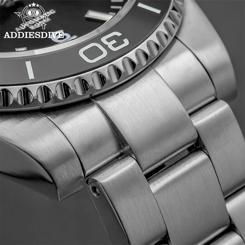 ADDIESDIVE メンズ ダイバーズウォッチ 200m ステンレススチール 機械式時計 BGW9 超夜光セラミックベゼル メンズ アナログ時計 AD2505