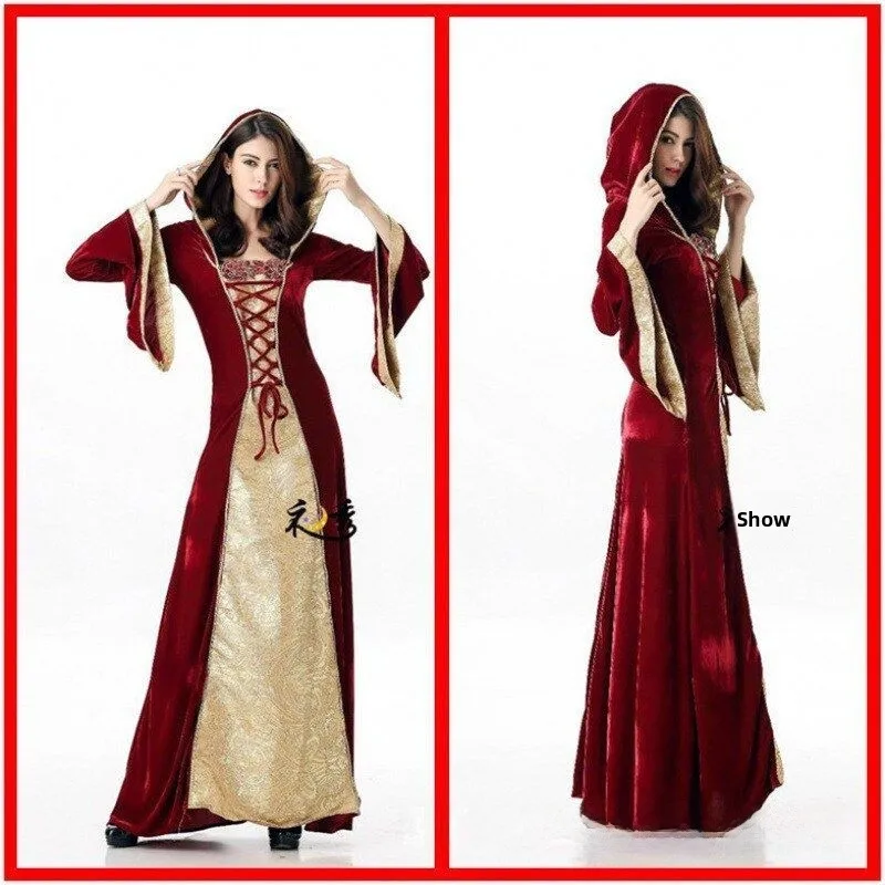 

Adult loween Cosplay Magic Witch Costume Long Skirt Court Queen Performance Dr Ele Witch Attire for Women