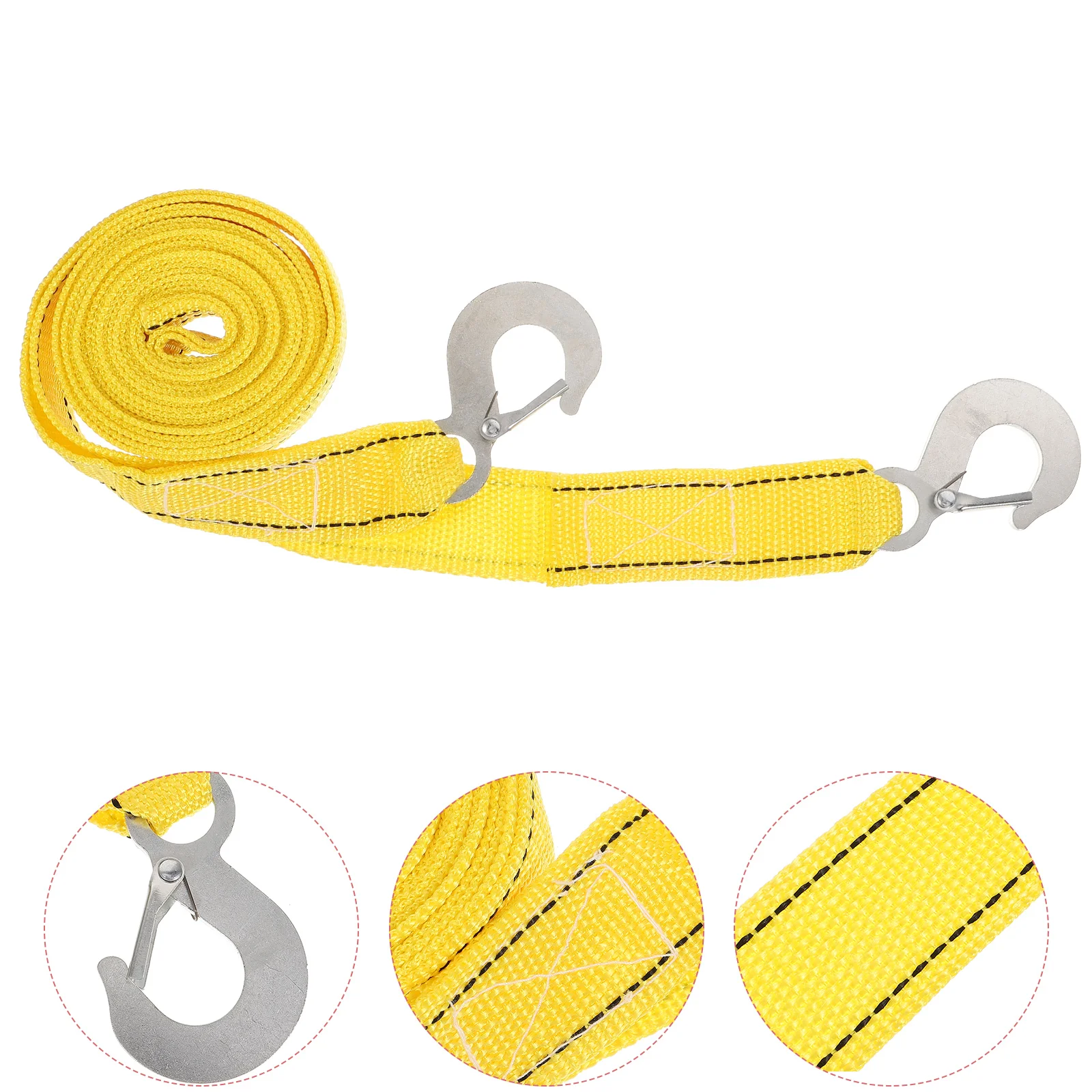 Car Tow Rope Chain Truck Strap with Hook Thickened Nylon Recovery Flat Chains Hooks Short Ratchet Straps