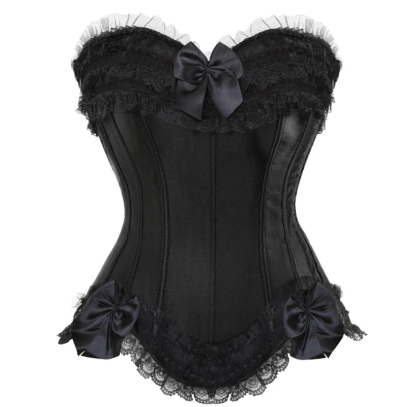 Lace Bowknot Bustier Clubwear Showgirl Body Shaper P8DB