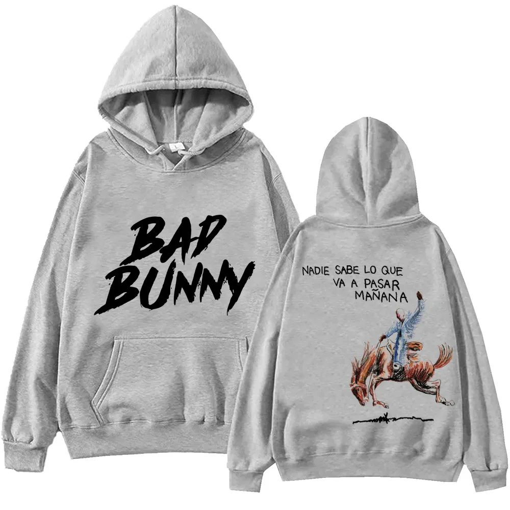 2024 Nadie Sabe Lo Que Va A Pasar Manana Bad Bunny Hoodie Tops Manga Longa Moletom Fãs de Música Presente Primavera Verão Casual