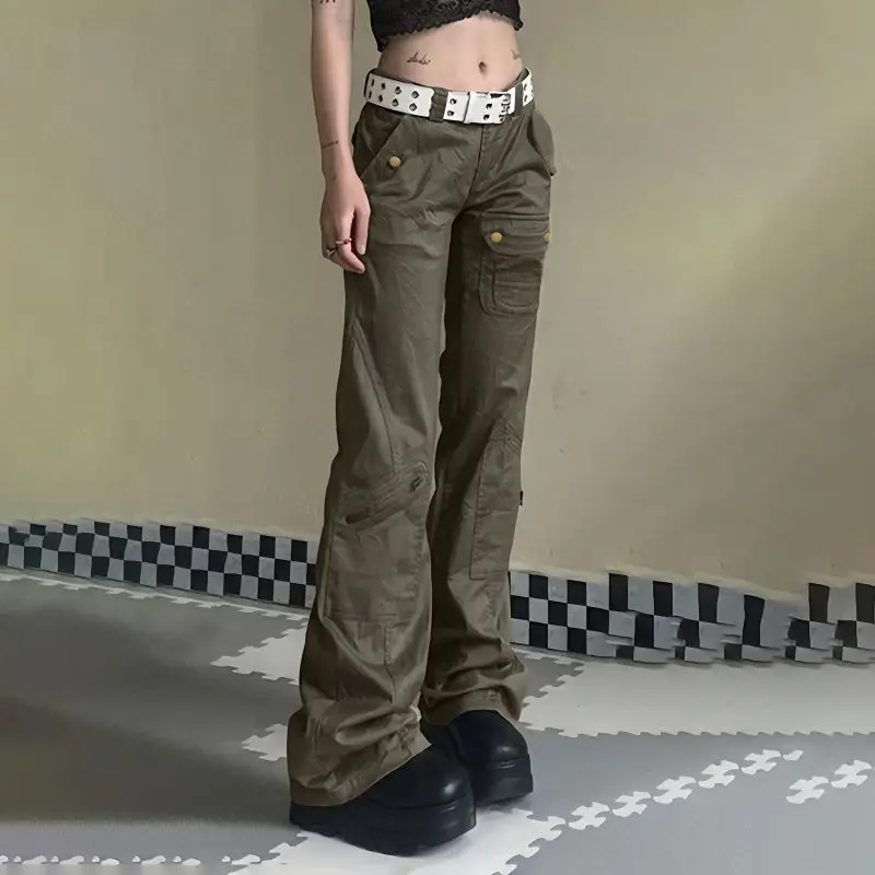 

Summer 2025 Vintage Multi Pocket Workwear Jeans for Women with a Hanging Feel Straight Leg Micro Flared Pants