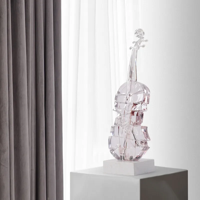 Light luxury high-end violin sculpture art high-end living room entrance vertical high ornament hotel floor soft decoration