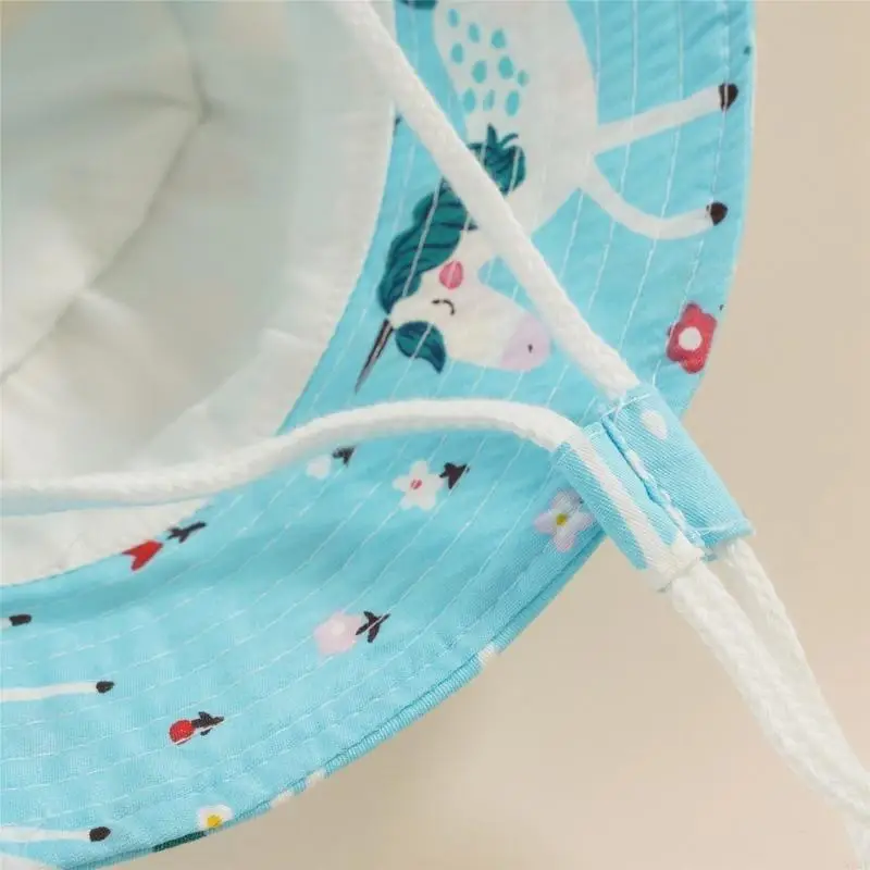 

N84E Cartoon Print Bucket Hat for Toddler Summer Spring Sunproof Fisherman Hat