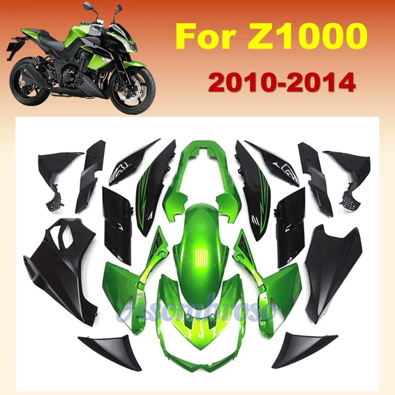 Street Motorcycle Complete Fairing kit For Z1000 2010 2011 2012 2013 2014 Aftermarket Parts Change Green Fairings set