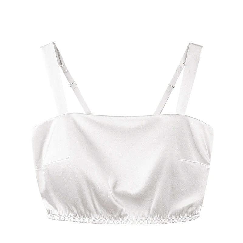 Spring and summer silk backless bra without steel ring fixed cup latex breast pad thin mulberry silk strapless underwear