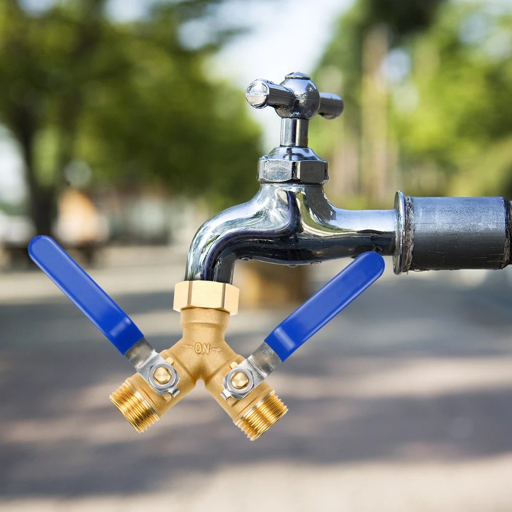 Y Valve Splitter Full Flow 3/4 Inch Thread Hose Splitter with Long Handle Garden Hose Splitter for Garden Lawn