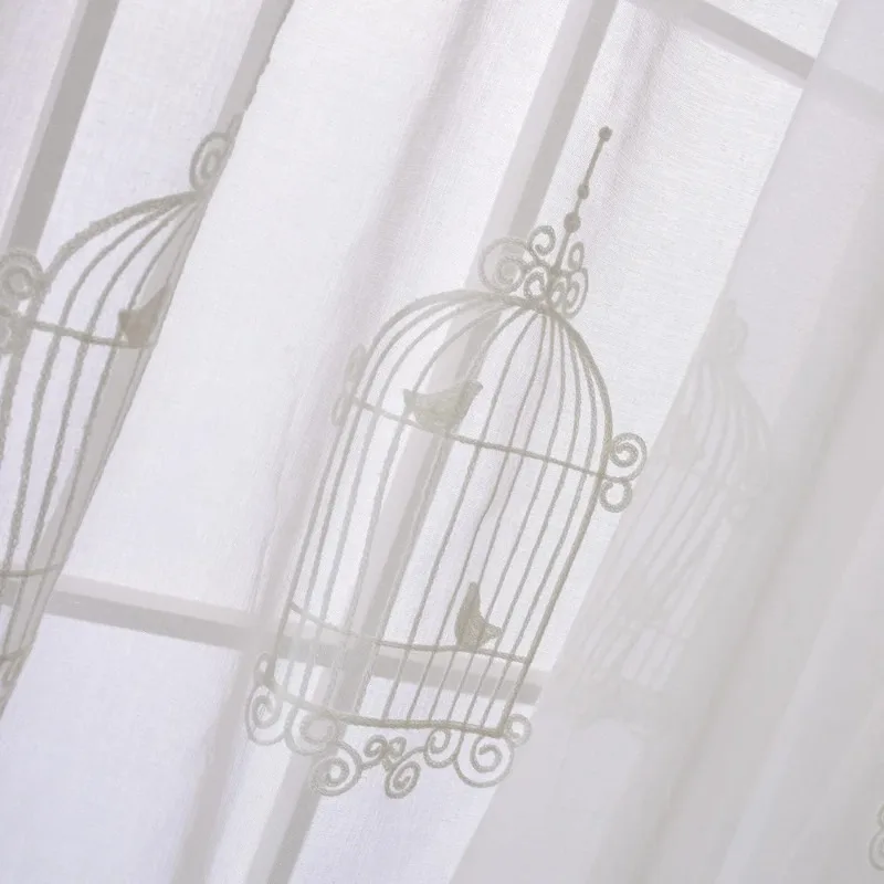 Curtains for Living Dining Room Bedroom Cotton Linen Embroidery Simple Modern High Blackout Classic White Tulle Custom Size