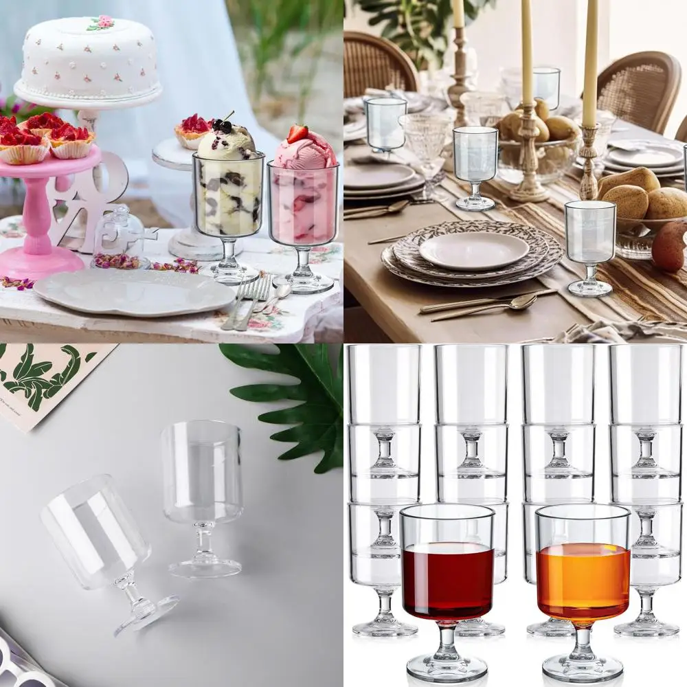 

Bulk 48-Pack 8oz Clear Acrylic Reusable Wine Glasses for Weddings, Parties, and Holidays