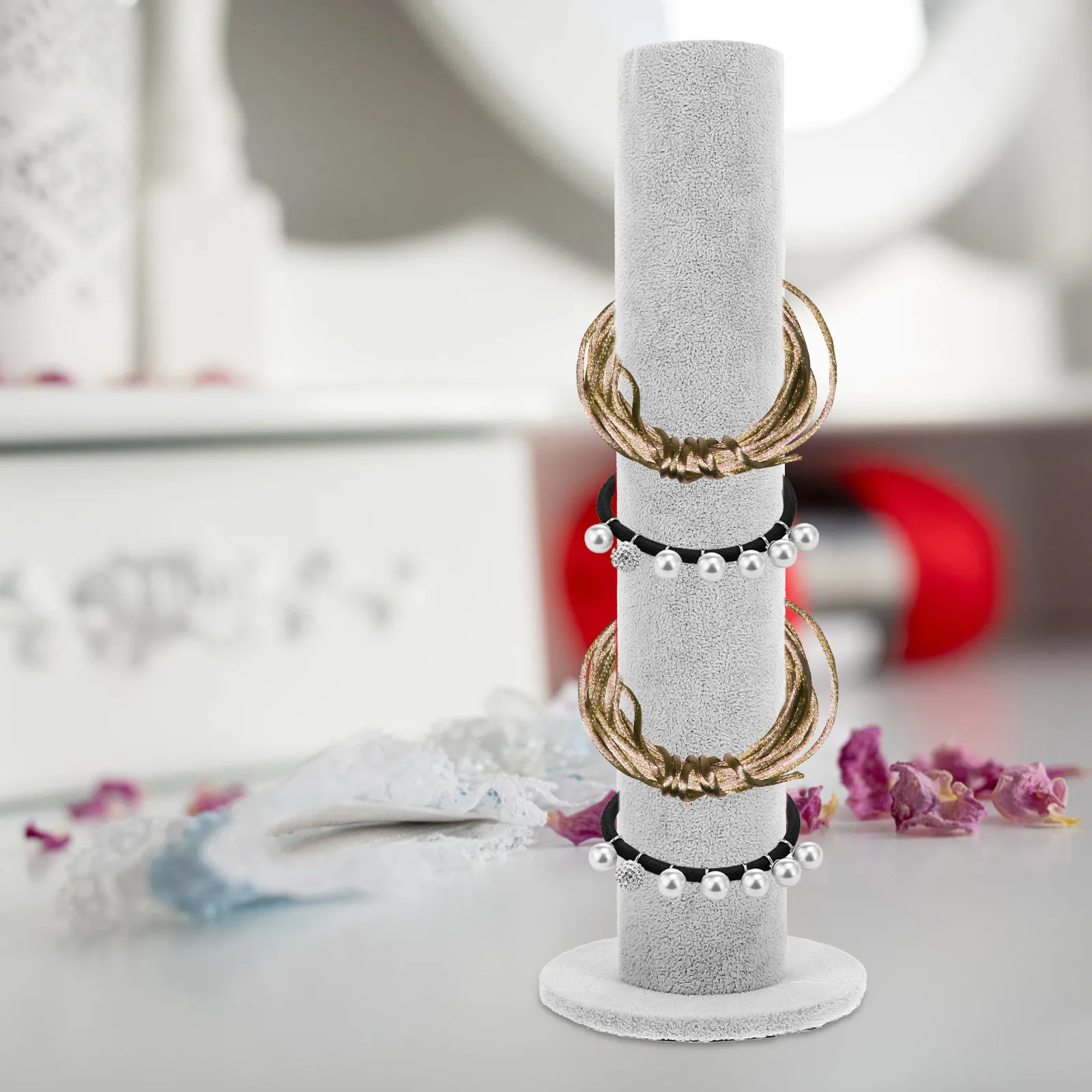 

Desktop Hair Ring Rack Space-Saving Hairband Holder for Home Office Store Easy Access Vertical Storage Stand Soft Material