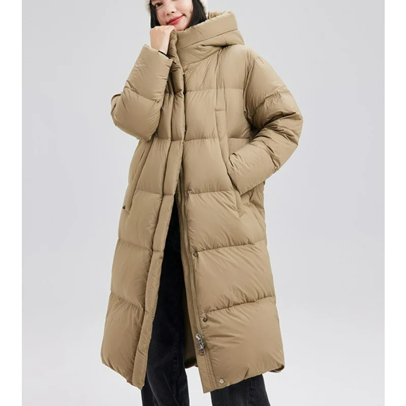 Hooded Down Jacket Women Winter Mid-length Pink 2025 Super Good-looking Thick Large Size Fashion Coats Ladies White Duck Light
