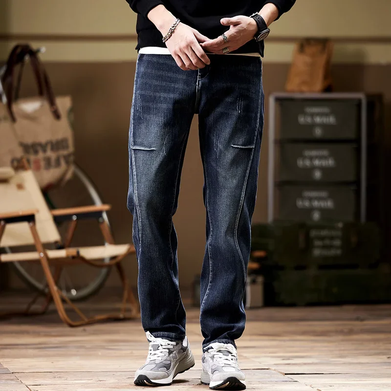 

2025 Spring and Autumn New Styles Men's Patchwork Jeans High Quality Men's Patchwork Casual Jeans Large Size 28-44