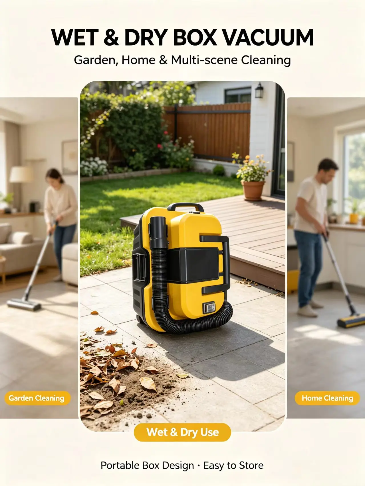 DC18V 300W Brushless Wet Dry Vacuum Cleaner, 39000RPM Powerful Suction Portable Box VacuumVacuum for Car Home Workshop Garden