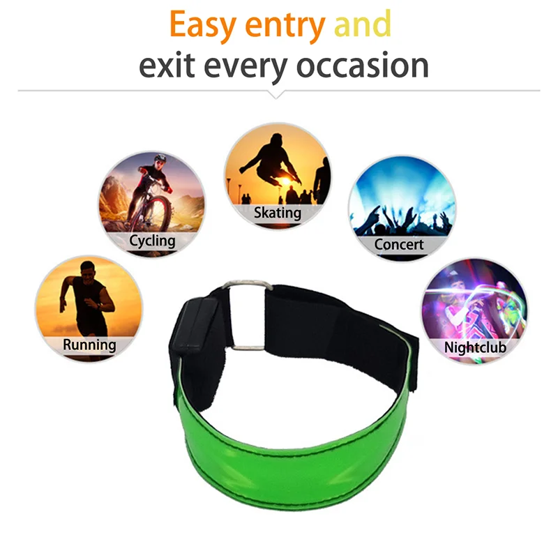 Night Reflective Safety Belt Sports Arm Band Cycling Concert Roller Light LED Light Luminous Night Running Armband Bracelet