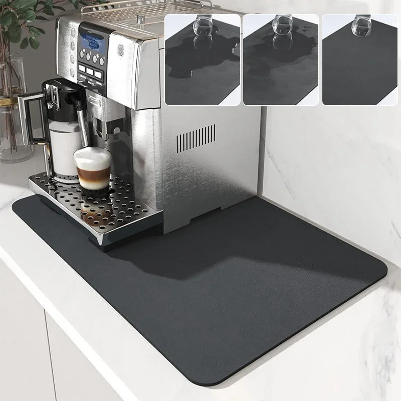 Kitchen Drying Pad Super Absorbent Mat Non-slip Quick Dry Coffee Machine Mat Rubber Guard Counter Protector Tableware Rug