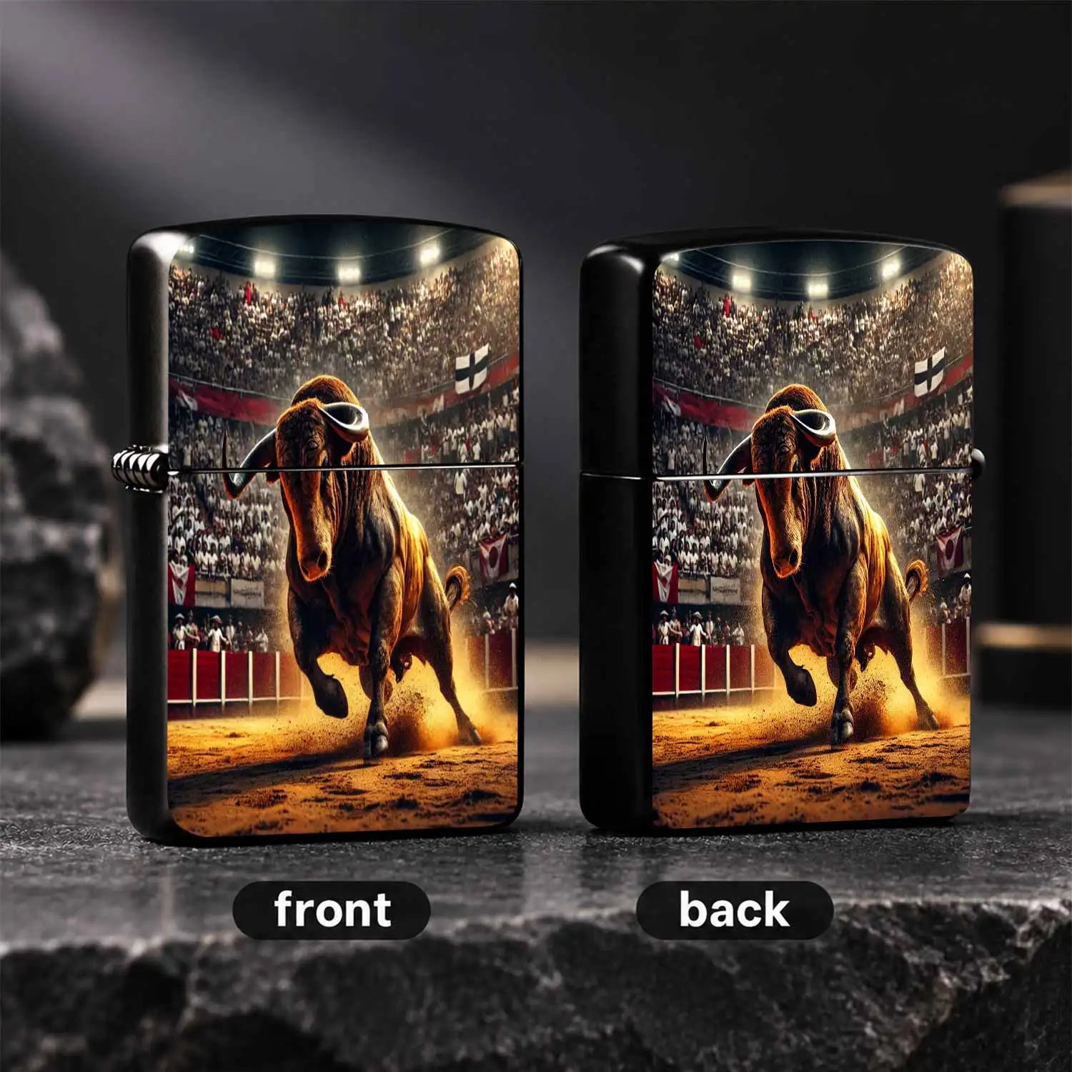 Dynamic Charging Bull Themed Lighter, Vibrant Running Bull Art Print, Stylish Trendy Portable Accessory, Practical Durable Daily Use Item For Outdoor Travel, Gifting To Friends, Hobby For All Scenarios A Humorous And Interesting Lighter