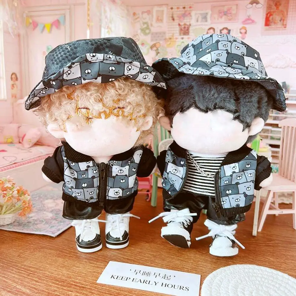 20cm Plush Doll's Clothes Outfit Dolls Fashion Doll Jacket Doll Hat Vest Suit Doll Clothing Overalls DIY Doll Outfit Accessories