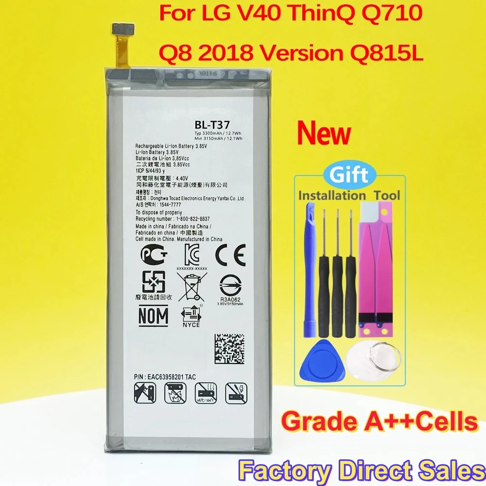 High Quality BL-T37 Battery For LG V40 ThinQ Q710 Q8 2018 Version Q815L Mobile Phone With Free Installation Repair Tools Kit