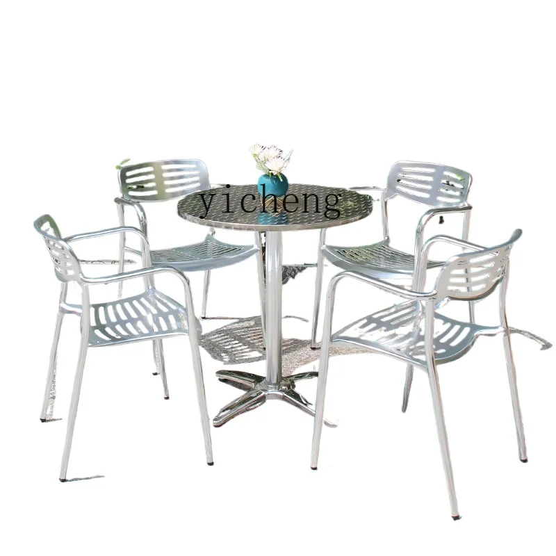 

Tqh Outdoor Courtyard Outdoor Aluminum Alloy Outdoor Swing Leisure Iron Table and Chair Balcony Chair Combination