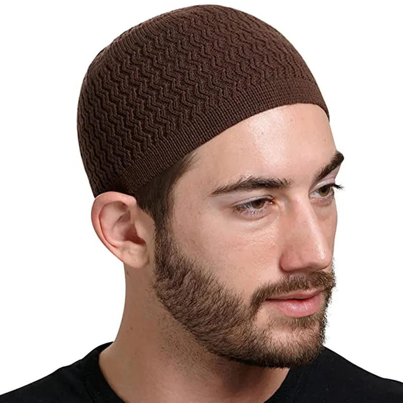 Gorros musulmanes de punto para hombres, gorro de oración, gorros turcos, gorro de Kippah, sombrero islámico, Ramadán, gorro de cabeza cálido, 2023