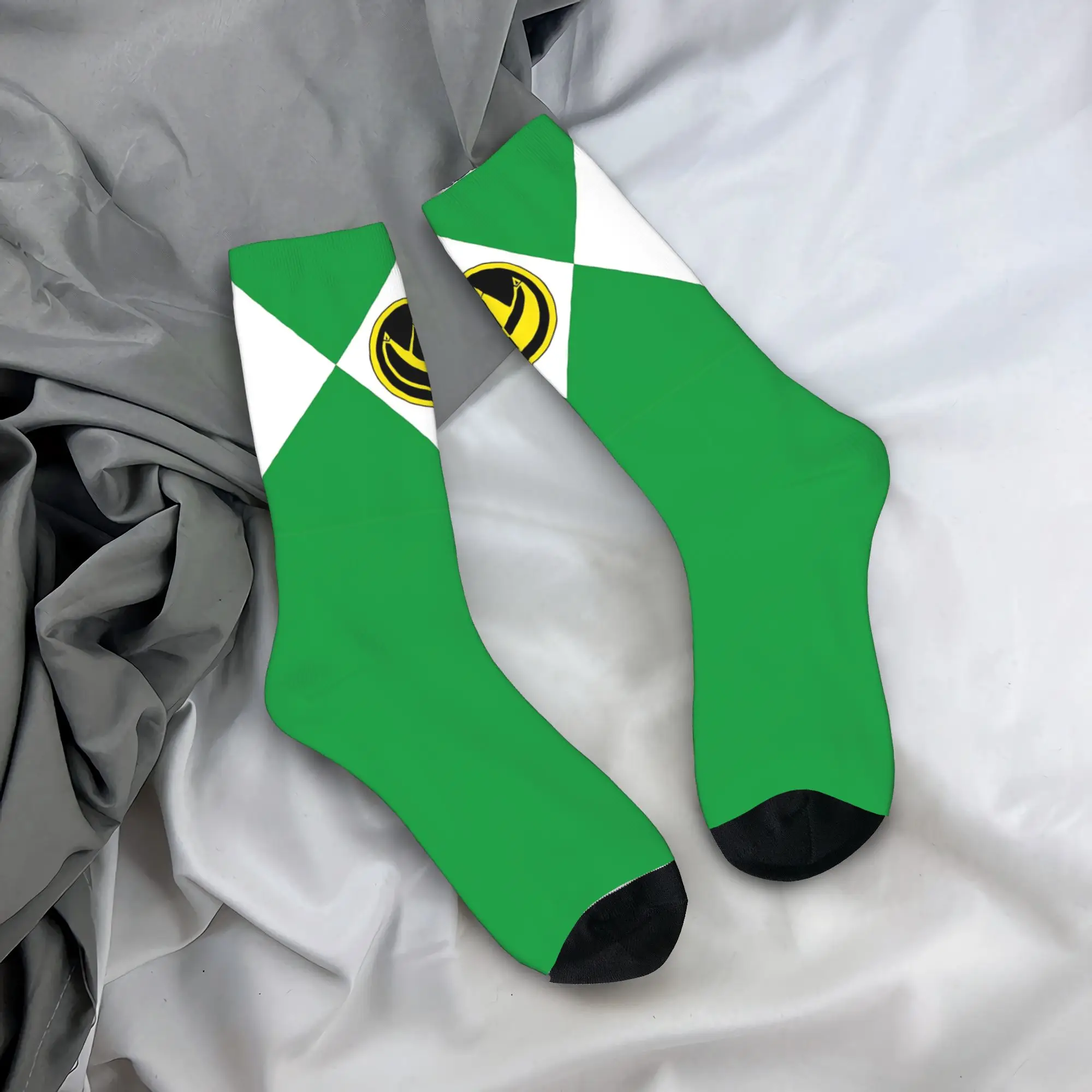MMPR Green Ranger With Coin  Socks  Trendy Stockings Spring Non Slip Couple Socks Medium Soft Printed Running Socks