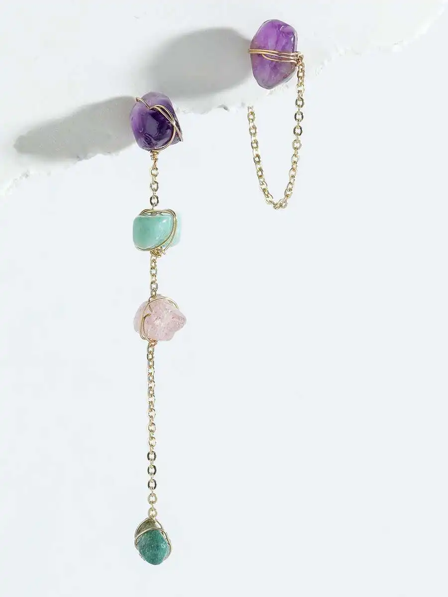 

Mismatched Stone Drop Earrings With Natural Gemstones