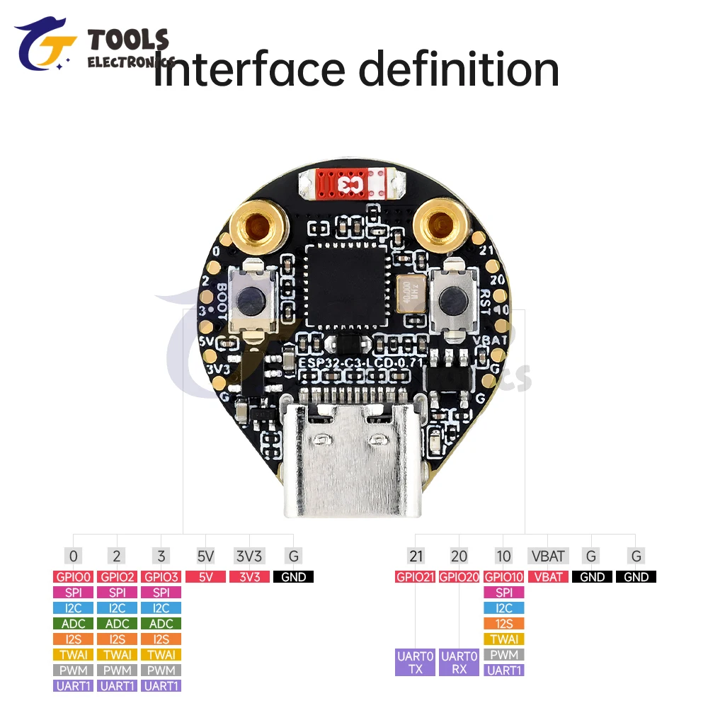 ESP32-C3 0.71 Inch Circular IPS LCD Development Board 160 × 160 Board With a Resolution Based On ESP32-C3