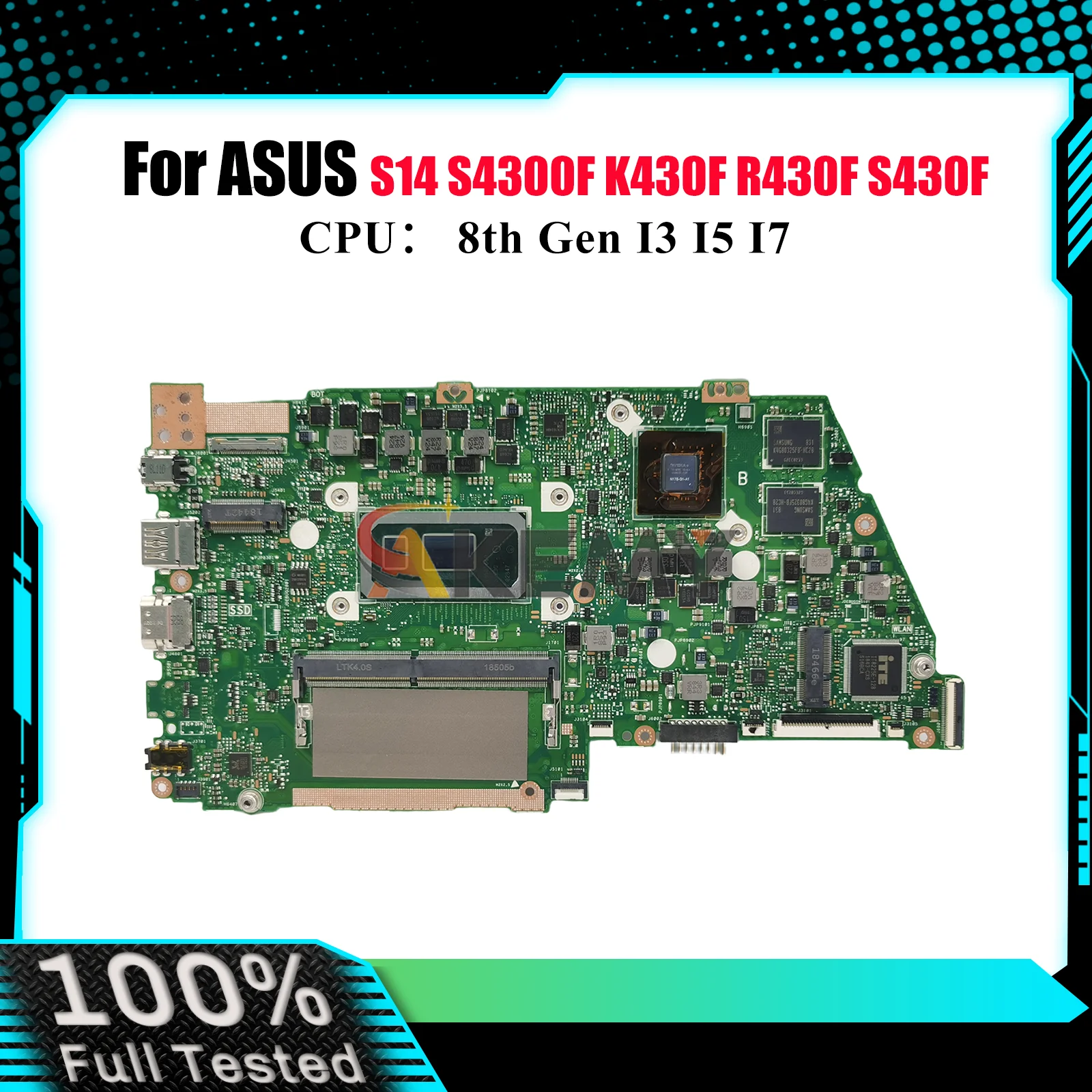 

X430FN Материнская плата для ноутбука ASUS VivoBook R430F X430FN X430F S14 X430FA V430F K430F S4300F S430F Материнская плата с процессором I3 I5 I7