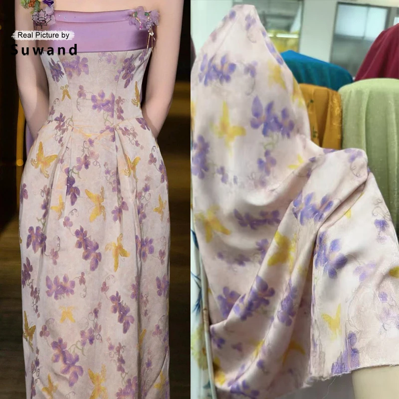 

Chinese Brocade Fabric, Floral Print Jacquard Satin Fabric for Cheongsam Dress, DIY Crafts, Home Decor Upholstery