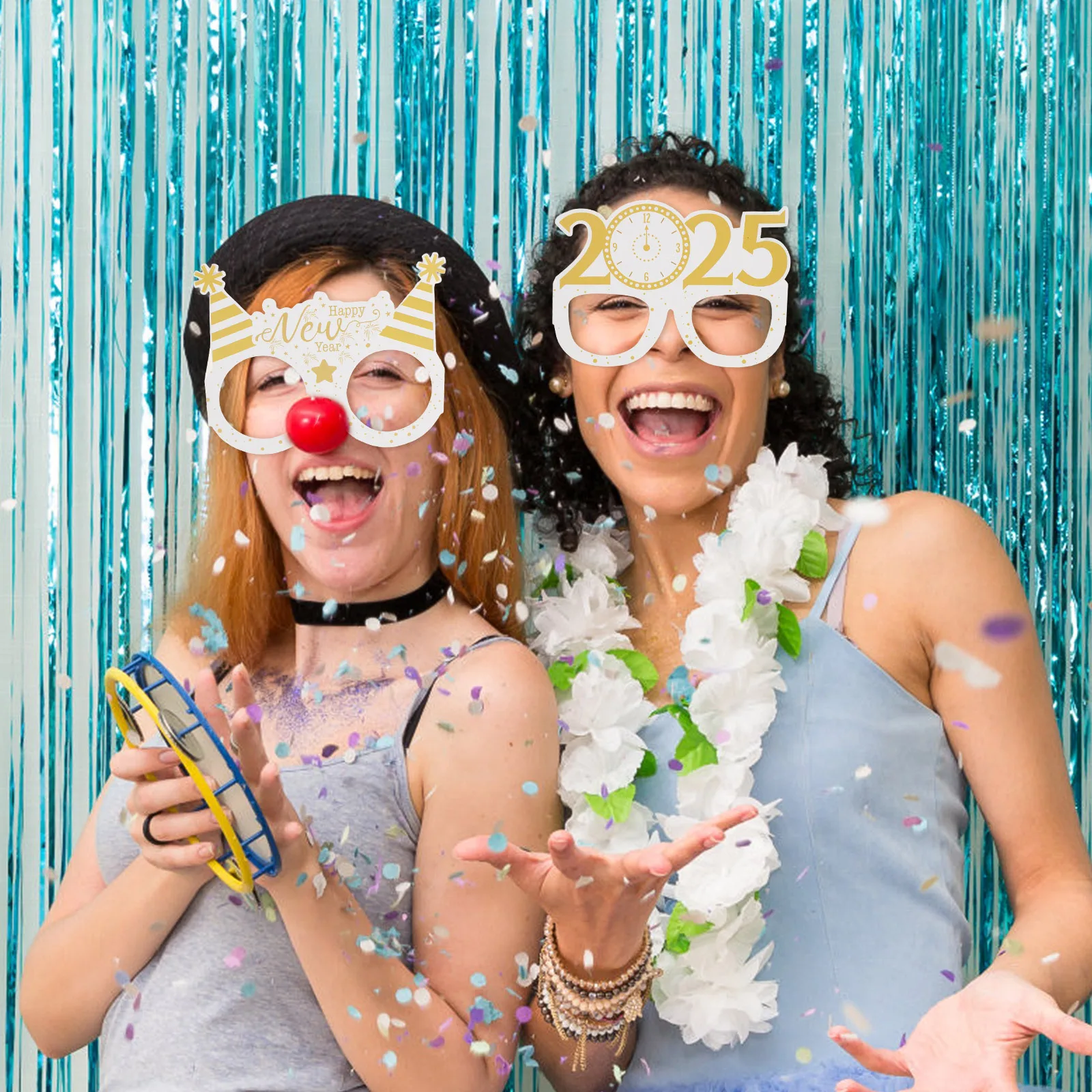 

6Pcs 2025 Party Glasses Colorful 3D Paper Eyeglasses New Year Eve Photo Booth Props Party Sunglasses Funny New Year Accessories