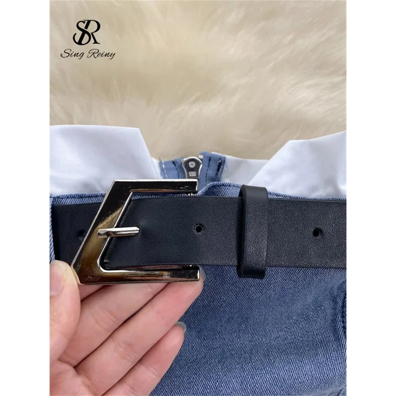 SINGREINY Mode Amerikanischen Retro Y2K Sexy Denim Anzüge Frauen Liebsten Mini Top + Plissee Mini Rock Vintage Strand Zwei Stücke set