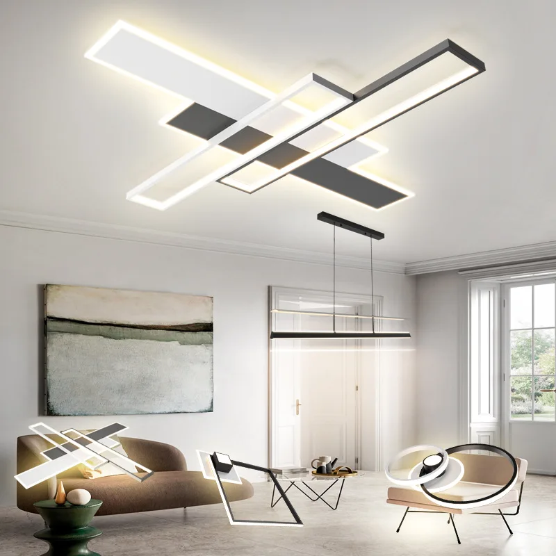 

Modern Ceiling Chandeliers For Living Room Bedroom Decor White Black Minimalist Hanging Lamp Kitchen Dining Table Light Fixtures