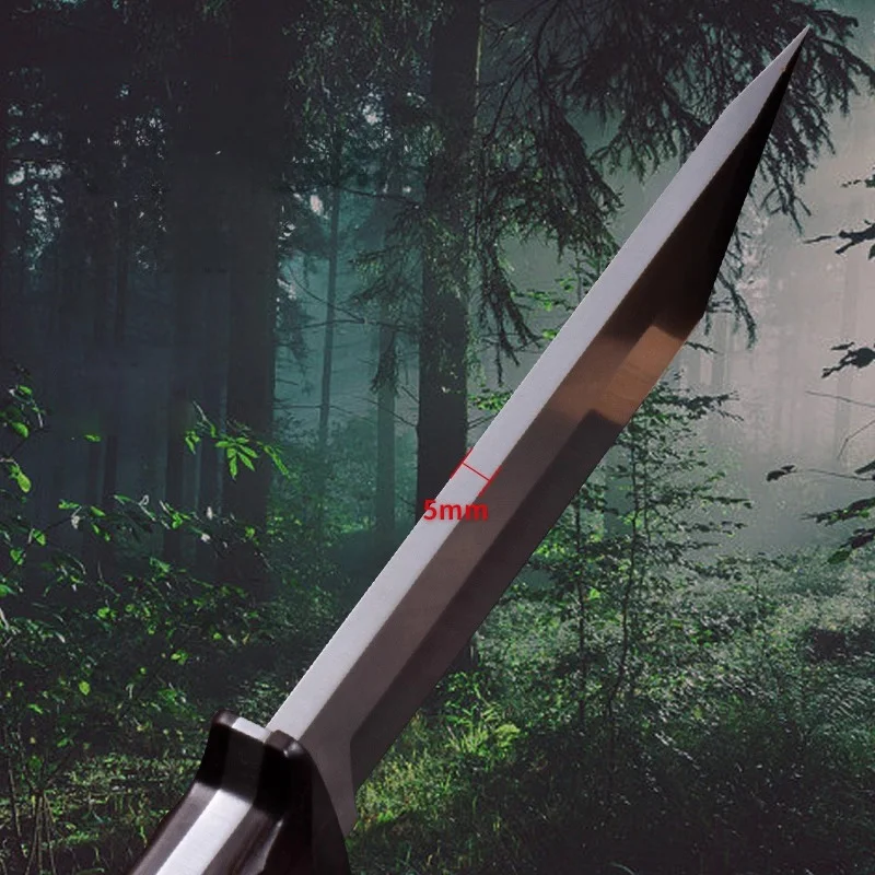 D2 Steel Fixed Blade Outdoor Knife High Hardness Utility Knife with Leather Sheath for Camping Hiking & Outdoor Activities