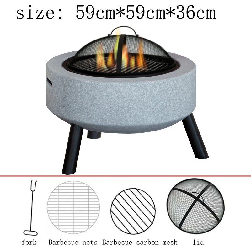 Nordic Iron Fire Pit Brazier Grill Charcoal Outdoor Heater for Villa Courtyard Camping Barbecue