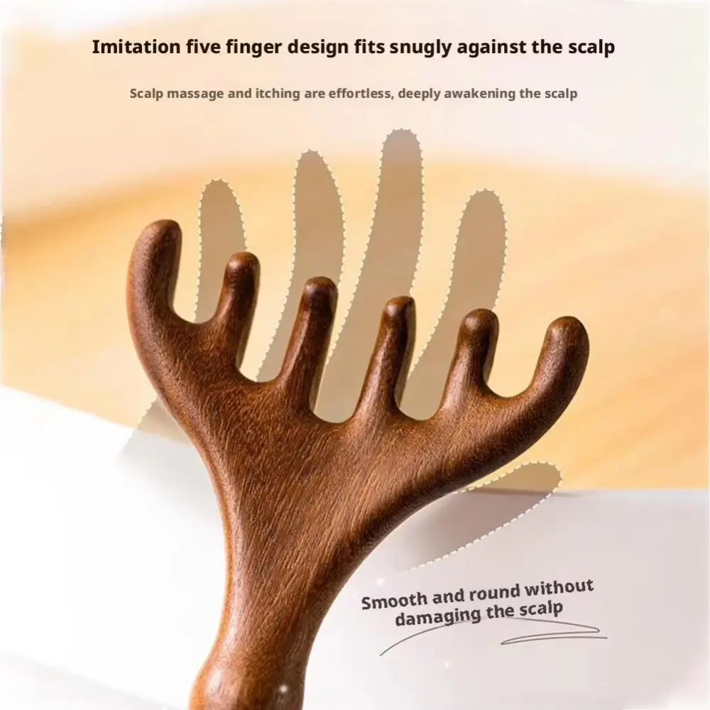 Six-Claw Head Massage Comb Wide Tooth Handheld Long Handle Comb Anti-static Massage Gua Sha Tools for Promote Blood Circulation