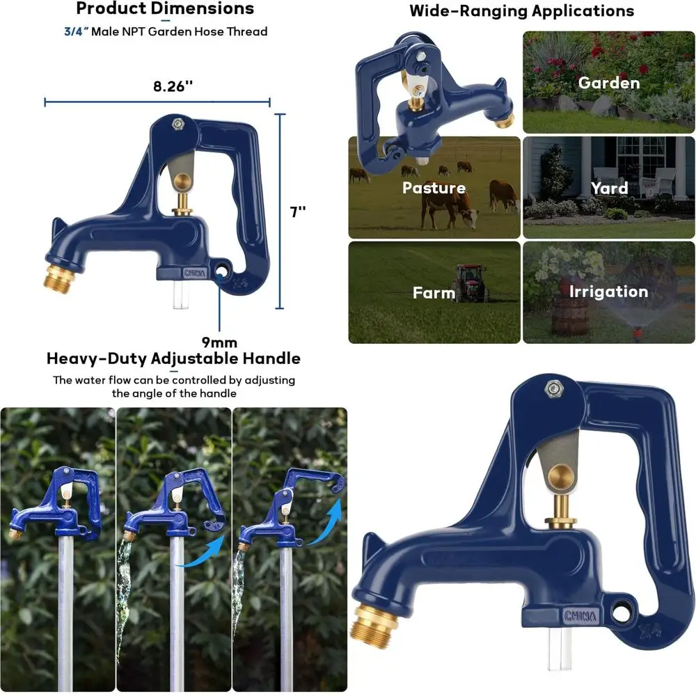 

1-Inch NPT Male Thread Frost-Proof Yard Hydrant Head with 3/8-16 UNC Rod Adapter for Lawn & Garden Use (Pipe Not Included)