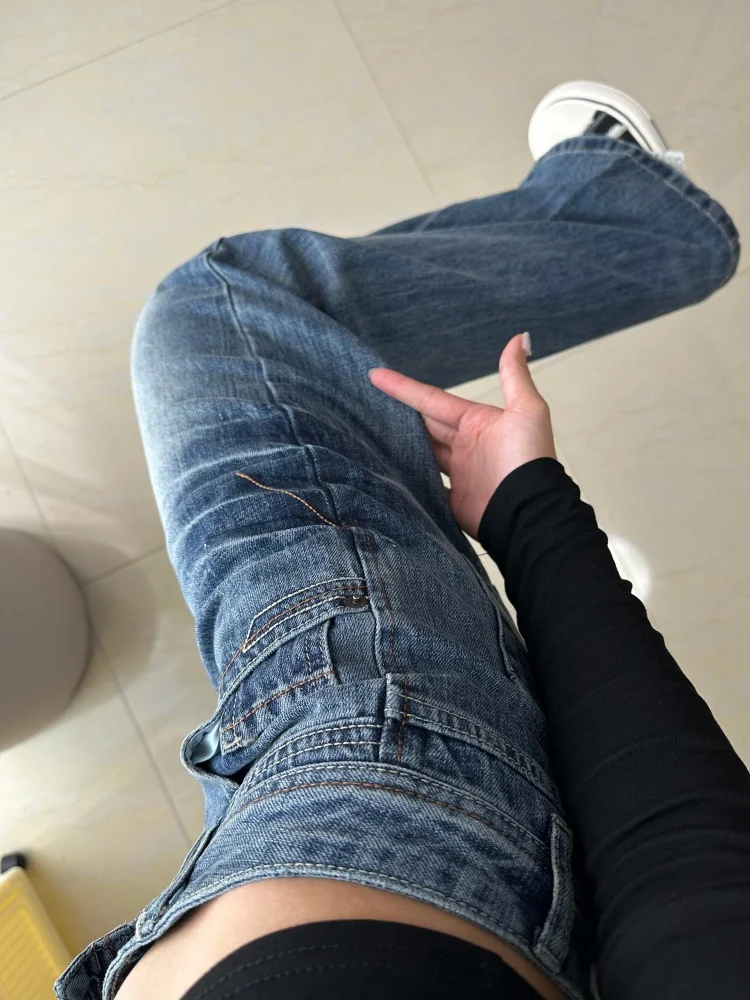 حجم كبير الأمريكية الرجعية Fce اصطف متوهج الدينيم الجينز المرأة فضفاضة غير ضيقة طماق سليم بنطال ذو قصة أرجل واسعة جرس بوت