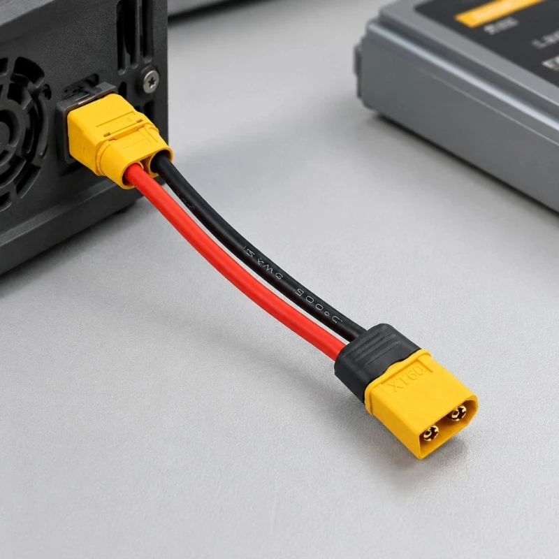 XT 60 XT90 Power Coupling Cable with Red and Black Wire and a Reinforced Molded for Bridging Two Equipment Ends