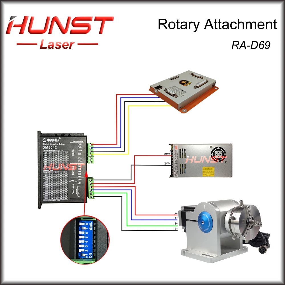 Imagem -06 - Hunst Fiber Laser Marcação Anel Peças Rotativas com Driver Worktable Diâmetro 3-91 mm Laser Engrave D69 Rotary Attachment