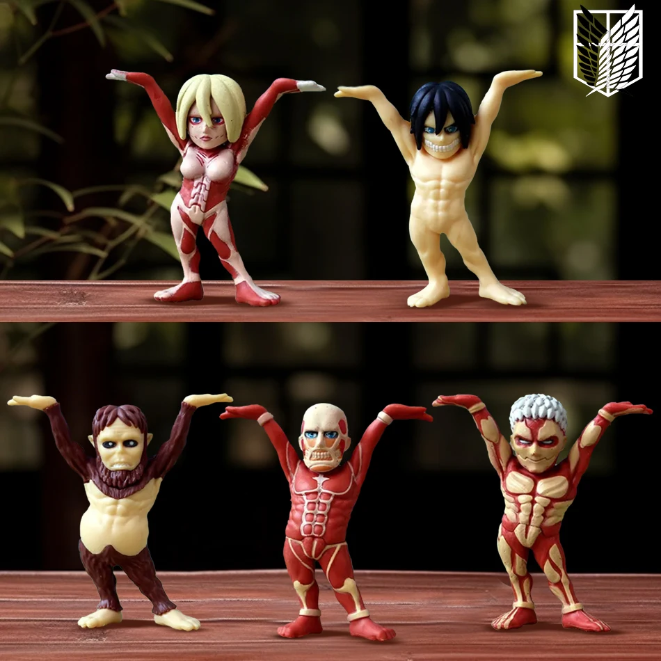 Figuras de ataque a los Titanes Shingeki No Kyojin, figura de acción de Anime de Titanes femenino, portalápices, modelo Kawaii, juguete para niños, regalos, 5 uds.