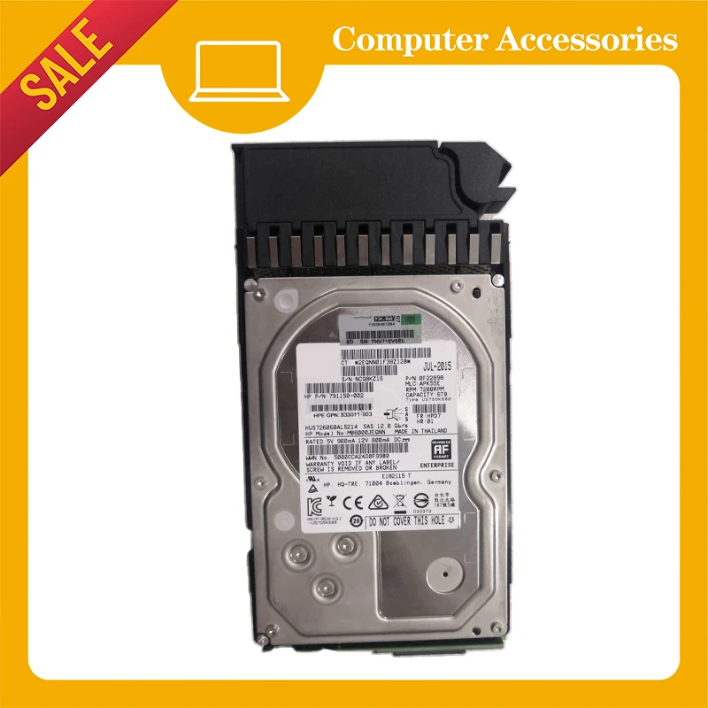 

Для HP J9F43A 787643-001 6T 12G 7.2K P2000 MSA2000 жесткий диск