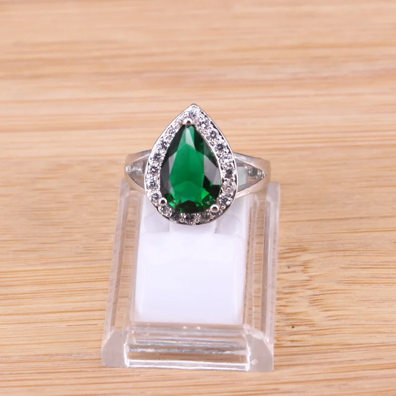 Luxury Green Emerald Silver 925 Rings for Women CZ Crystal Finger Ring Engagement Wedding Jewelry Hot Sale Valentine\'s Day Gift