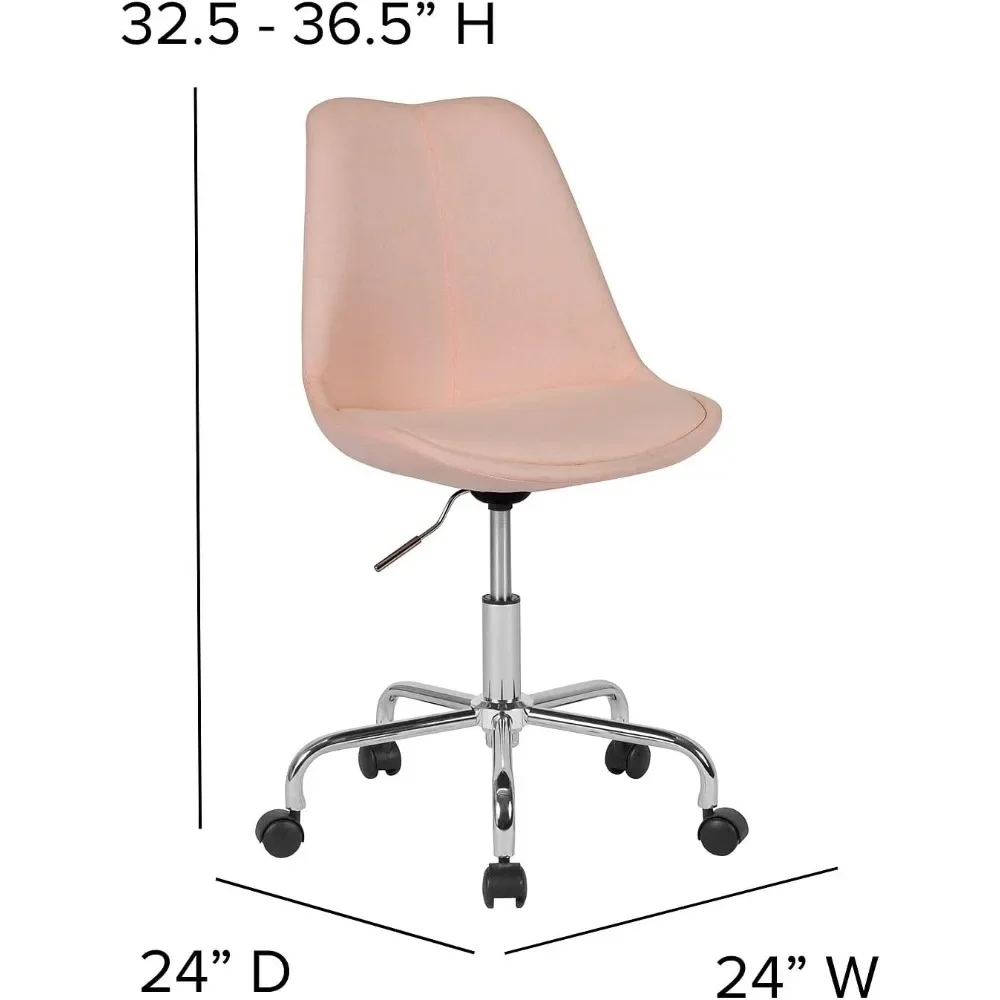 كرسي مكتب مهام من القماش الوردي متوسط الظهر من سلسلة Flash Furniture Aurora مع رفع هوائي وقاعدة من الكروم