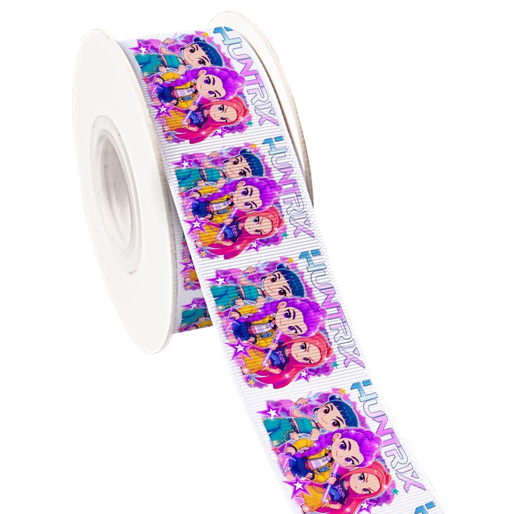 5 ياردة جديد الكرتون K البوب هنتر الطباعة Grosgrain الشريط لتغليف الشعر القوس DIY بها بنفسك الديكور هدية التعبئة