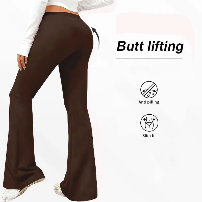 Maternity Clothing Maternity Flared Trousers Brown High Elastic Slim Fit Butt Lifting Leggings Pregnant Woman Pants S-XL