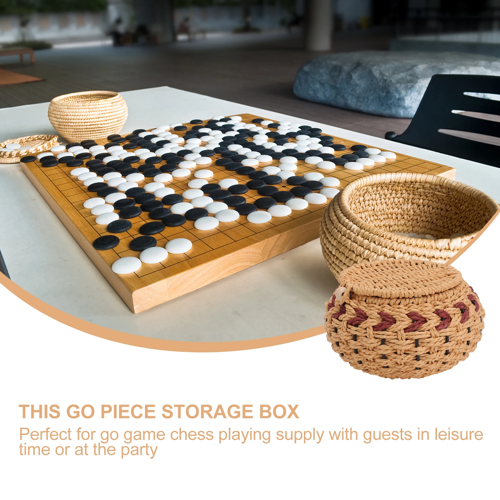 

2pcs Go Vintage Storage Containers for Chess Pieces Handmade Eco Friendly Grass Weaving Gifts