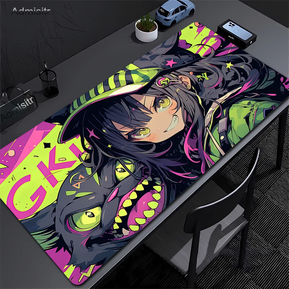Pink Girl and Cat Cute Mouse Pad Large Rubber Anti-slip PC Desk Accessories Mousepad Offices and Gamer Keyboard Mats Decor Mats